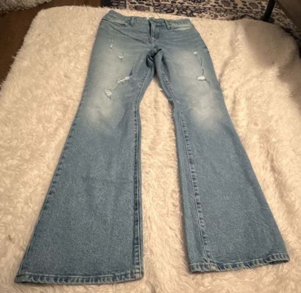 Good American Distressed Wide Leg Jeans Size 8/29